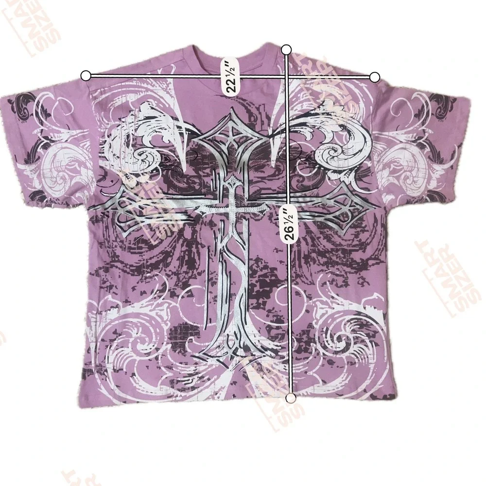 Massive T-Shirt Mens Medium Pink New Y2K Gothic Cross Graphic Blessed Tee